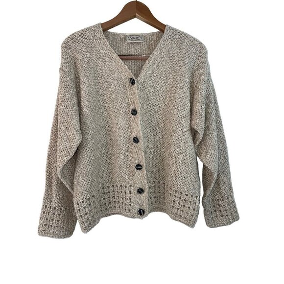 Carraig Donn Vintage Womens Sweater Size Small Tan Knit Cardigan Button Down - Picture 1 of 8